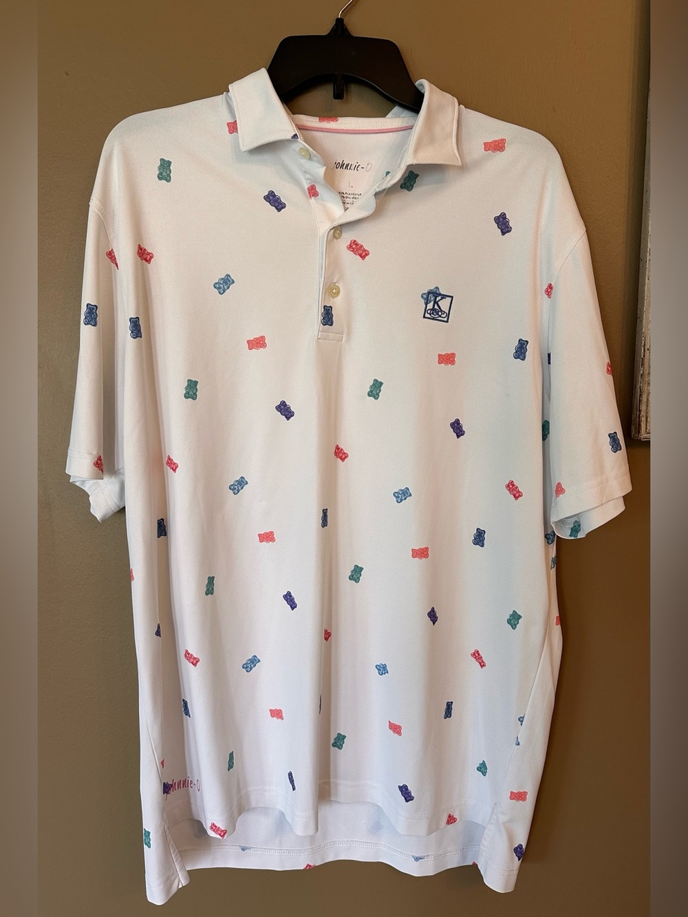 🐻 Johnnie-O Gummy Bear Print Performance Polo‎ – Men’s Size Large
